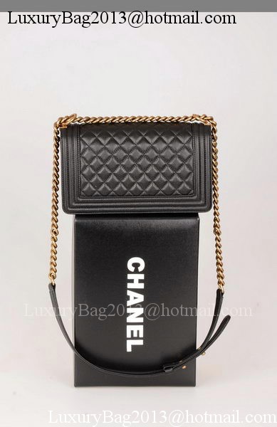 Boy Chanel Flap Shoulder Bag Black Original Cannage Pattern A67086 Gold