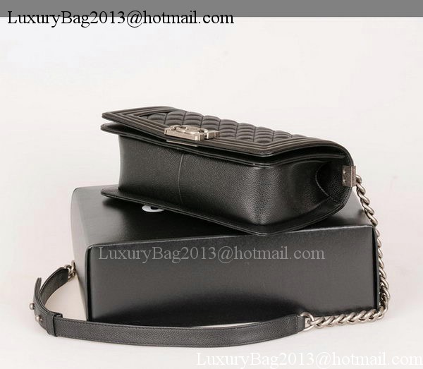 Boy Chanel Flap Shoulder Bag Black Original Cannage Pattern A67086 Silver