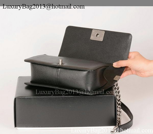 Boy Chanel Flap Shoulder Bag Black Original Cannage Pattern A67086 Silver