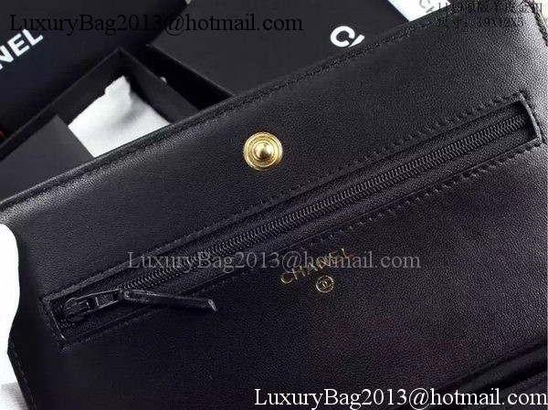 Boy Chanel WOC Flap Bag Black Sheepskin A1119 Gold