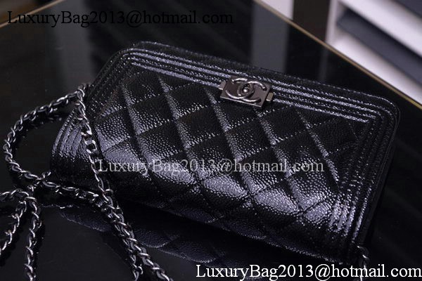 Boy Chanel mini Flap Bags Bright Cannage Pattern A33815 Black