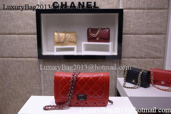 Boy Chanel mini Flap Bags Bright Cannage Pattern A33815 Red