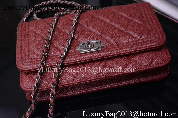 Boy Chanel mini Flap Bags Cannage Pattern A33815 Burgundy