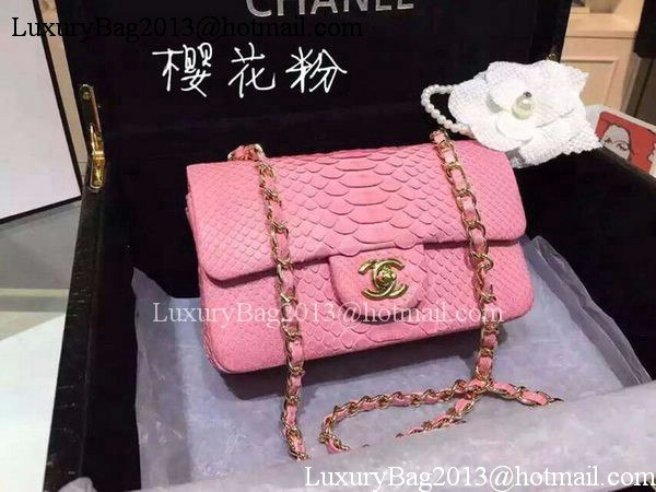 Chanel mini Classic Flap Bag Original Snake Leather A1116 Pink