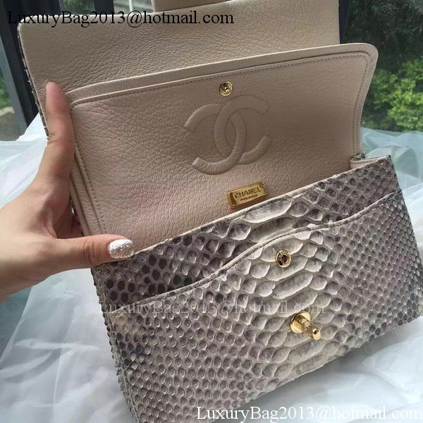 Chanel 2.55 Series Flap Bags OffWhite Pink Original Python Leather A1112SA Gold