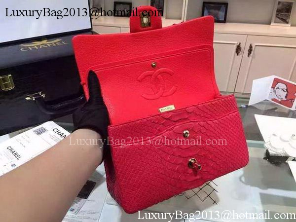 Chanel 2.55 Series Flap Bags Red Original Python Leather A1112SA Gold