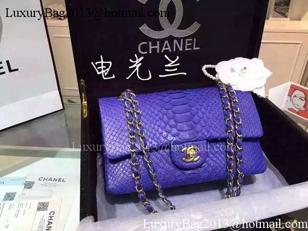 Chanel 2.55 Series Flap Bags Royal Original Python Leather A1112SA Gold