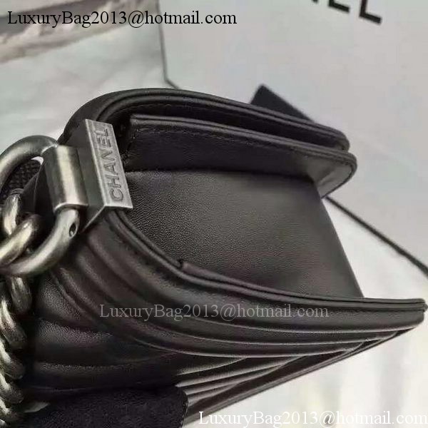 Boy Chanel mini Flap Bag Original Chevron Sheepskin Leather A5707 Black