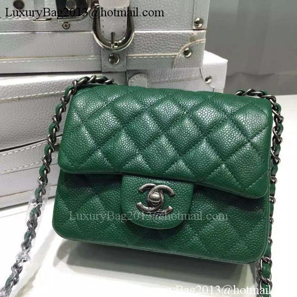 Chanel Classic MINI Flap Bag Litchi Leather A6874 Green