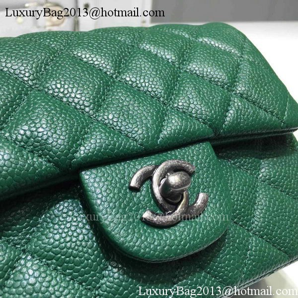 Chanel Classic MINI Flap Bag Litchi Leather A6874 Green