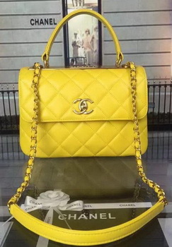 Chanel Classic Top Flap Bag Original Sheepskin Leather A92236 Yellow