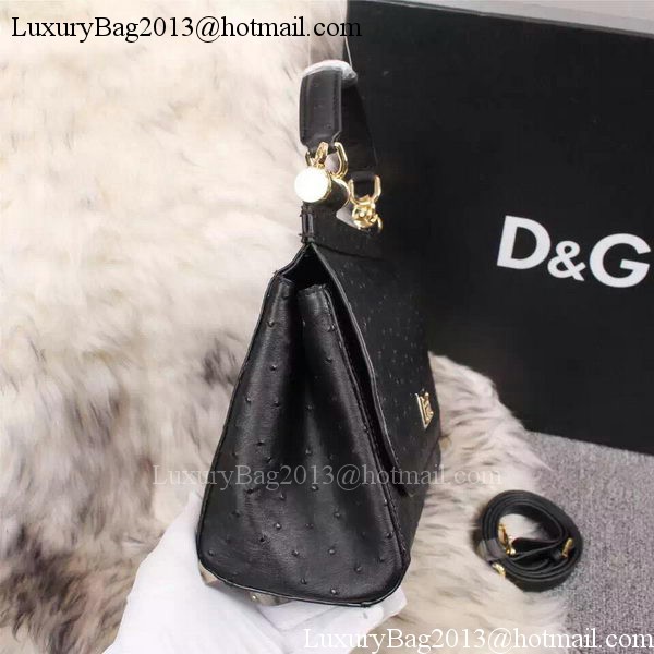 Dolce & Gabbana SICILY Bag Ostrich Leather BB4137TA Black
