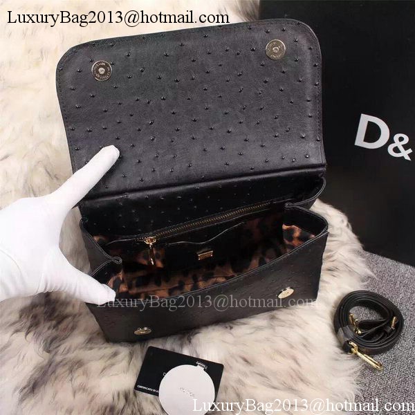 Dolce & Gabbana SICILY Bag Ostrich Leather BB4137TA Black