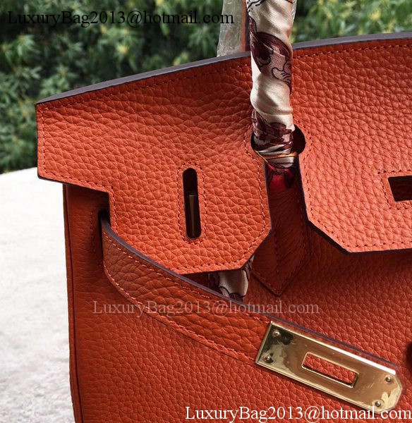 Hermes Birkin 30CM Tote Bags Orange Calfskin Leather BK30 Gold