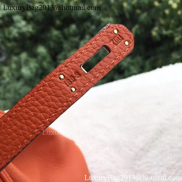 Hermes Birkin 35CM Tote Bag Orange Calfskin Leather BK35 Gold