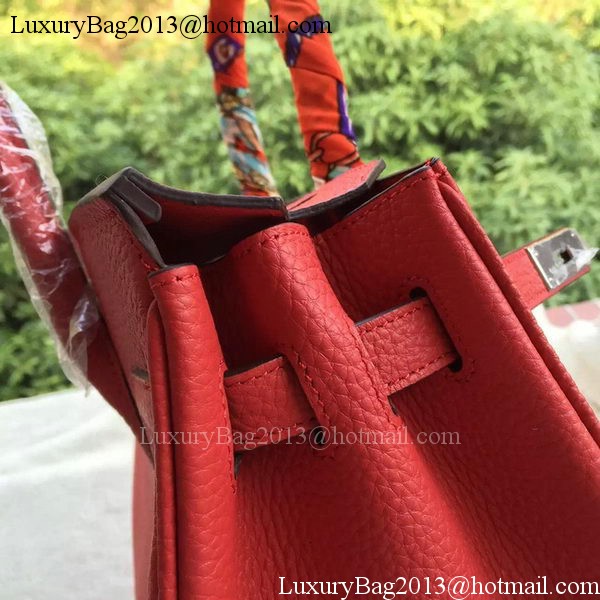 Hermes Birkin 30CM Tote Bags Red Calfskin Leather BK30 Silver