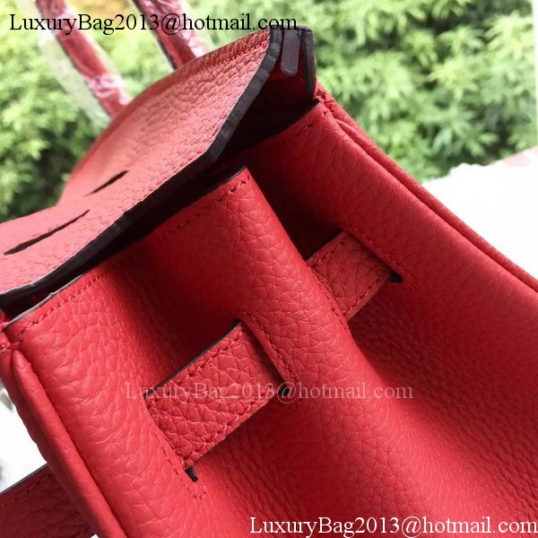 Hermes Birkin 35CM Tote Bag Red Litchi Leather BK35 Silver