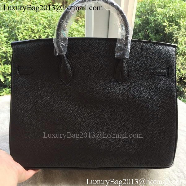 Hermes Birkin 40CM Bag Black Litchi Leather BK40 Silver