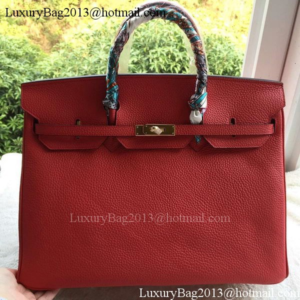 Hermes Birkin 40CM Bag Red Litchi Leather BK40 Gold