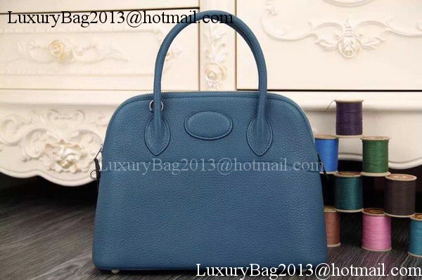 Hermes Bolide 37CM Calfskin Leather Tote Bag B1004 Blue