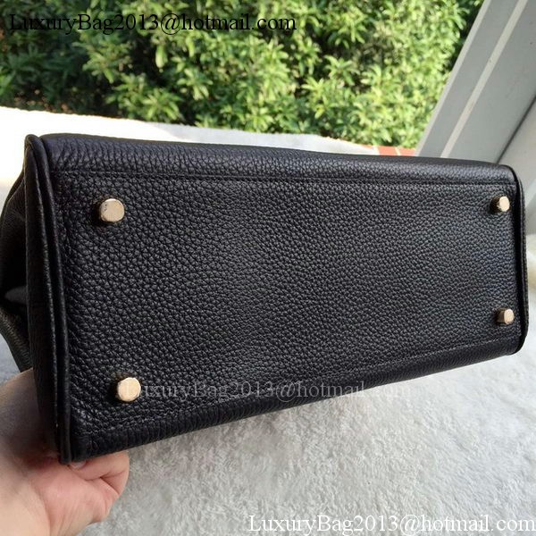 Hermes Kelly 32cm Shoulder Bag Black Calfskin Leather K32CL Gold