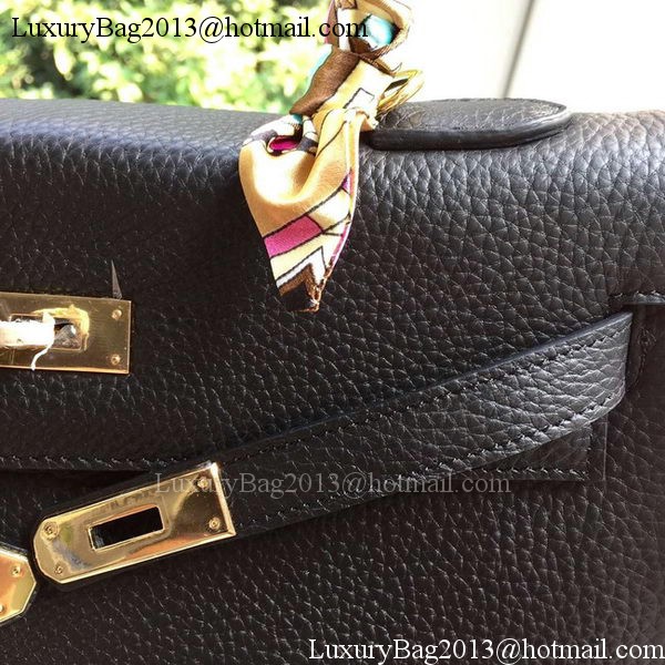 Hermes Kelly 32cm Shoulder Bag Black Calfskin Leather K32CL Gold