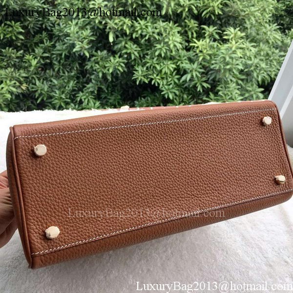 Hermes Kelly 32cm Shoulder Bag Brown Calfskin Leather K32CL Gold