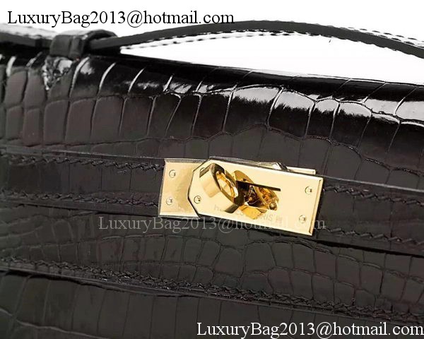 Hermes MINI Kelly 22cm Clutch Croco Leather KL22 Black