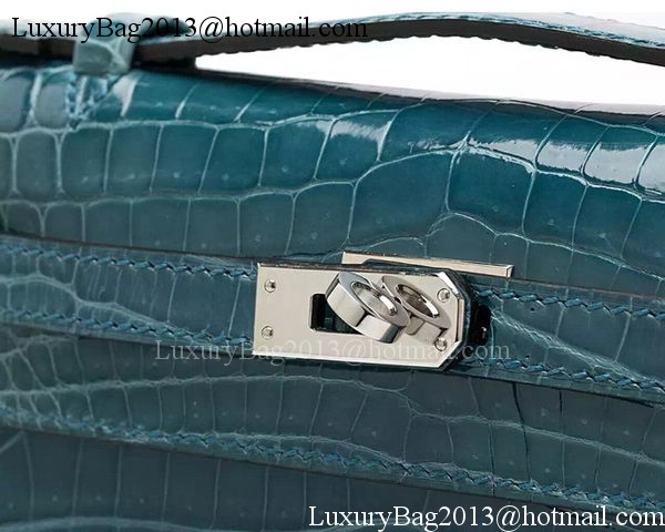 Hermes MINI Kelly 22cm Clutch Croco Leather KL22 Green