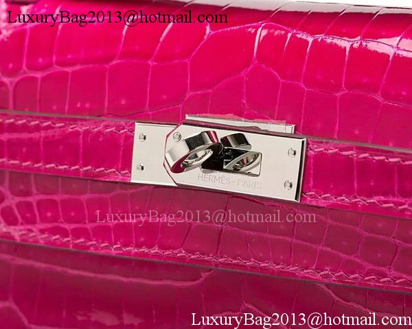 Hermes MINI Kelly 22cm Clutch Croco Leather KL22 Rose