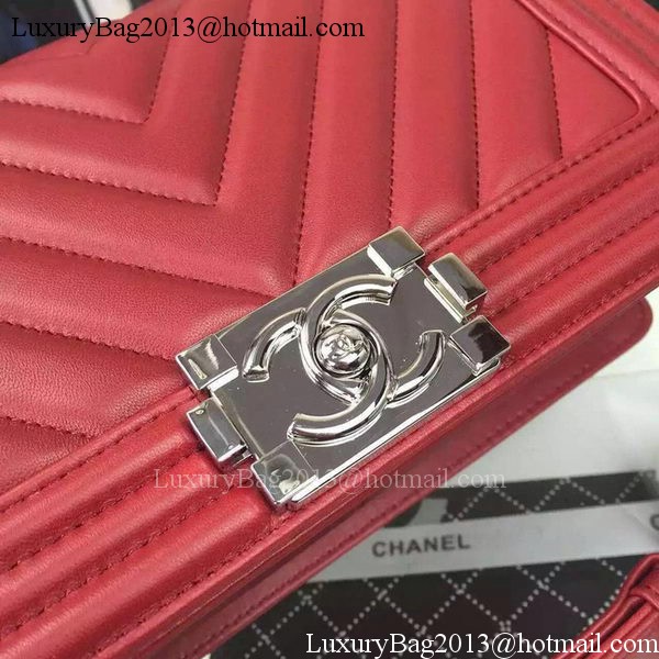 Boy Chanel Flap Bag Original Chevron Nubuck Leather A5708 Burgundy