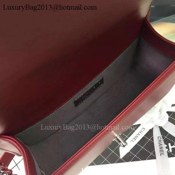 Boy Chanel Flap Bag Original Chevron Nubuck Leather A5708 Burgundy