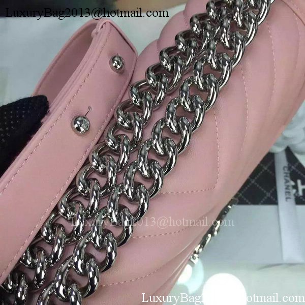 Boy Chanel Flap Bag Original Chevron Sheepskin Leather A5708 Pink