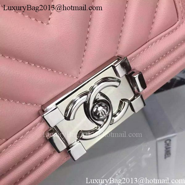 Boy Chanel mini Flap Bag Original Chevron Nubuck Leather A5707 Pink