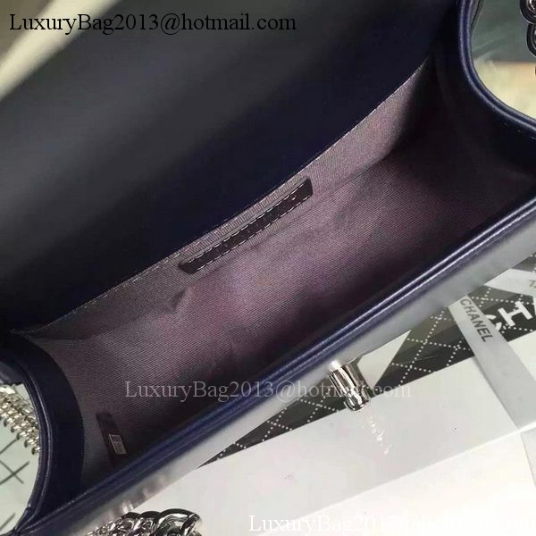Boy Chanel mini Flap Bag Original Chevron Nubuck Leather A5707 Royal