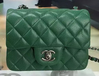 Chanel Classic MINI Flap Bag Cannage Pattern Leather A8171 Green