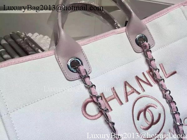 Chanel Large Canvas Tote Shopping Bag A5002 Light Pink