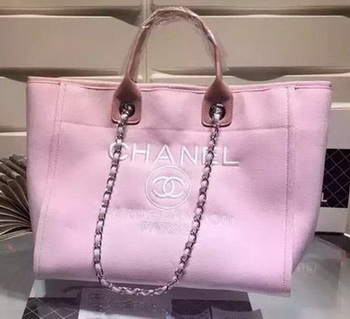Chanel Large Canvas Tote Shopping Bag A5002 Pink