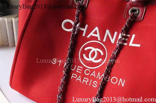 Chanel Large Canvas Tote Shopping Bag A5002 Red