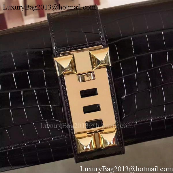 Hermes Croco Leather Clutch H88017 Black