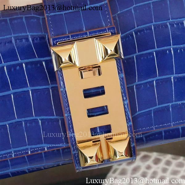 Hermes Croco Leather Clutch H88017 Blue