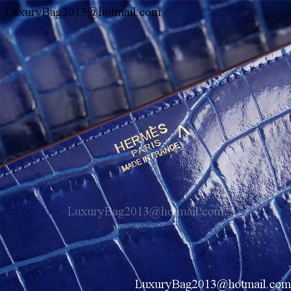 Hermes Croco Leather Clutch H88017 Blue