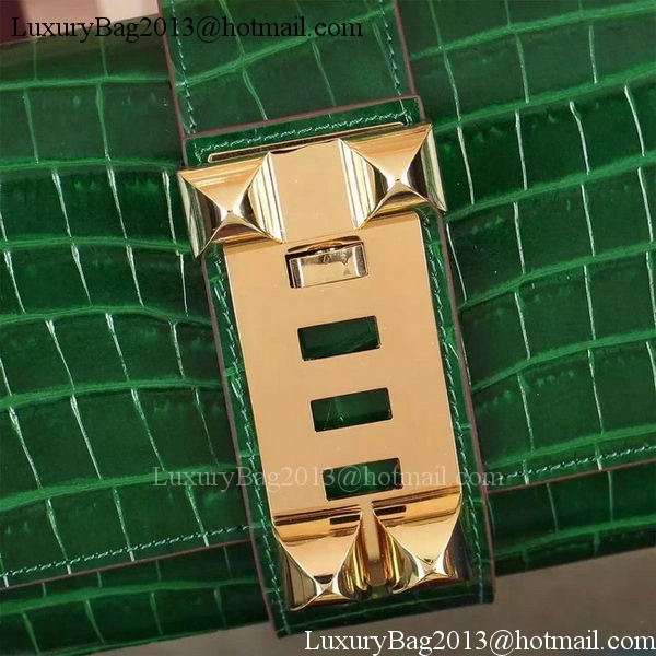 Hermes Croco Leather Clutch H88017 Green