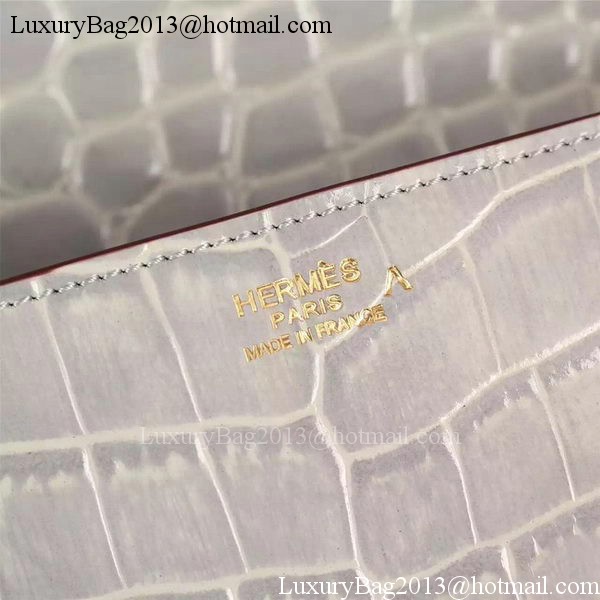 Hermes Croco Leather Clutch H88017 Grey