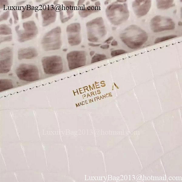 Hermes Croco Leather Clutch H88017 OffWhite