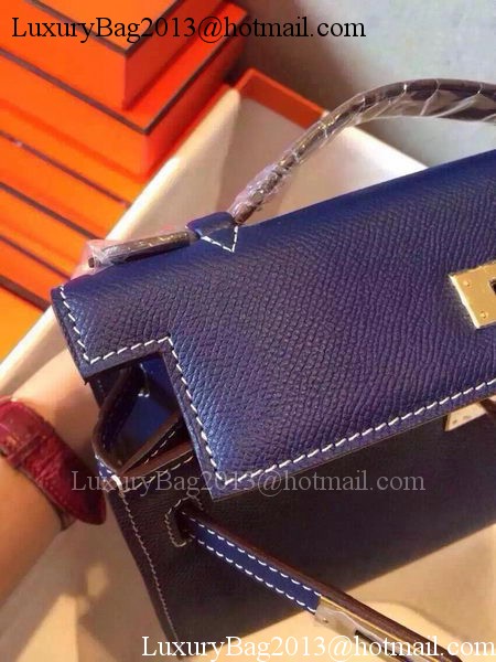 Hermes MINI Kelly 22cm Tote Bag Calfskin Leather K22 Blue