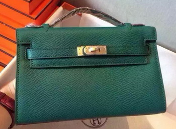 Hermes MINI Kelly 22cm Tote Bag Calfskin Leather K22 Dark Green