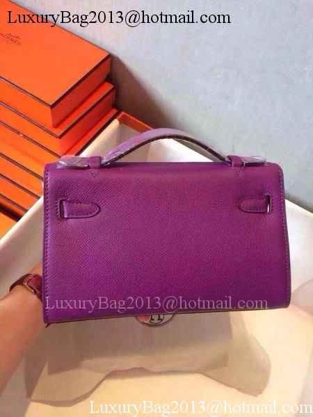 Hermes MINI Kelly 22cm Tote Bag Calfskin Leather K22 Purple