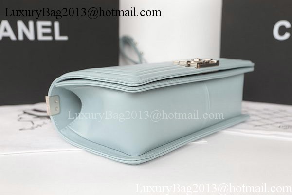 Boy Chanel Flap Bag Original Chevron Sheepskin A67025 Light Blue