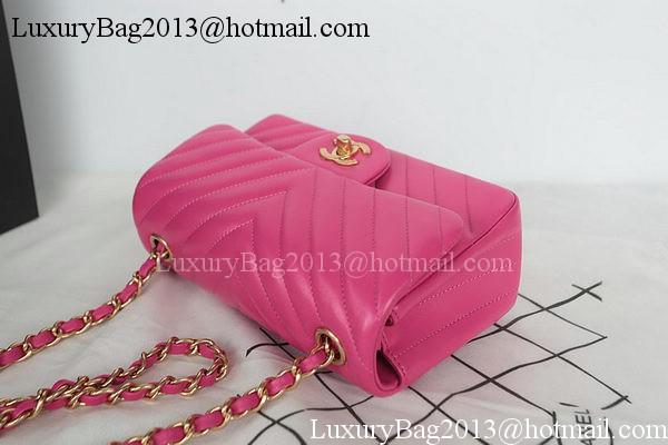 Chanel Classic MINI Flap Bag Chevron Sheepskin Leather A1119 Rose